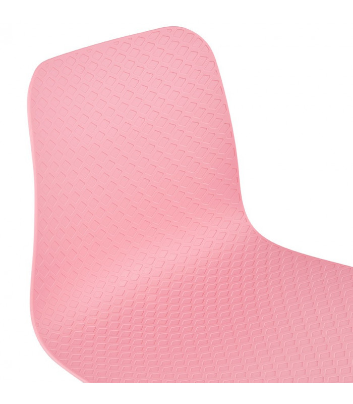 Chaise design rose en plastique et bois Delphine