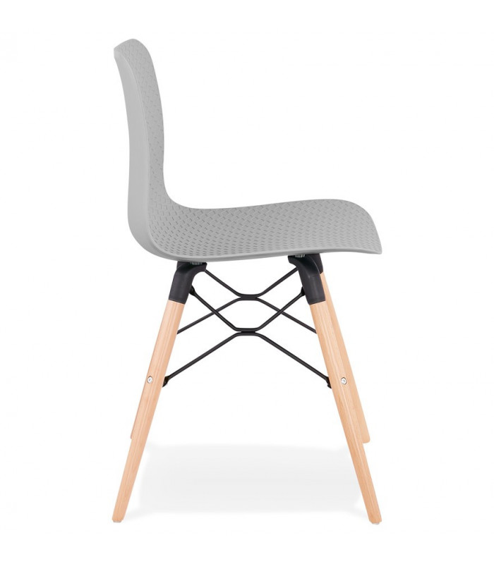 Chaise design gris en plastique et bois Delphine