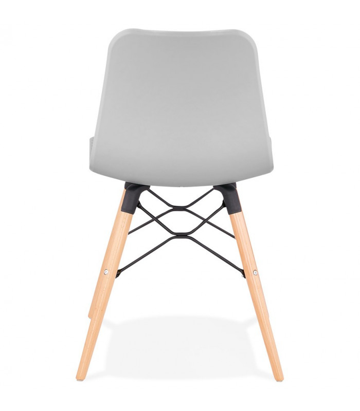 Chaise design gris en plastique et bois Delphine