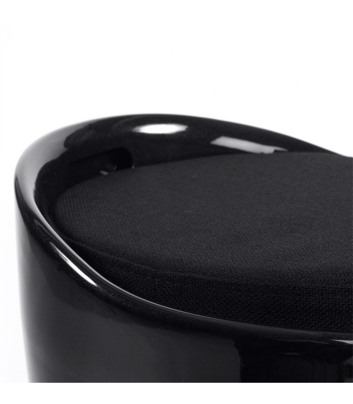 tabouret bas noir en tissu et plastique Connery