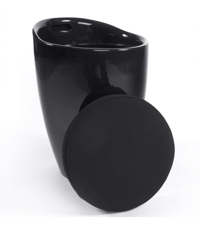 tabouret bas noir en tissu et plastique Connery