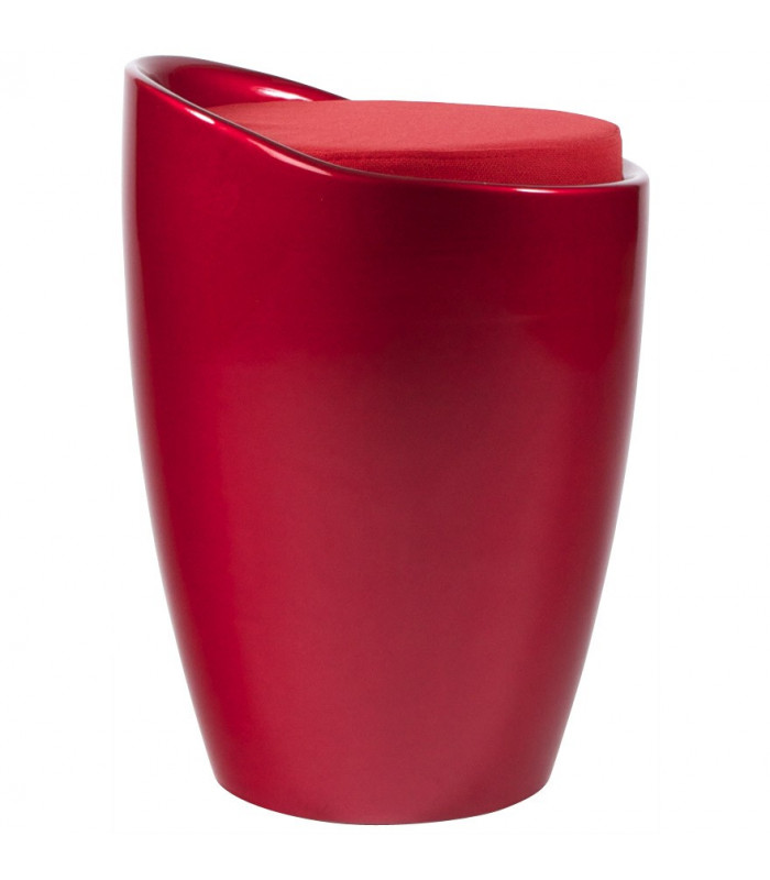tabouret bas rouge en tissu et plastique Connery
