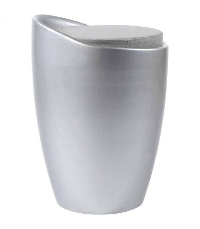 tabouret bas argent en tissu et plastique Connery