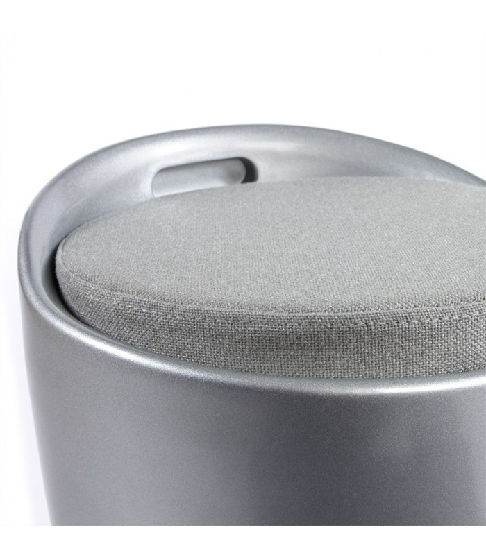tabouret bas argent en tissu et plastique Connery