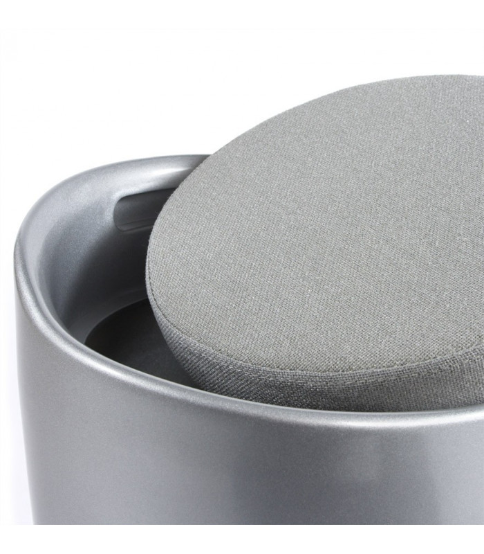 tabouret bas argent en tissu et plastique Connery