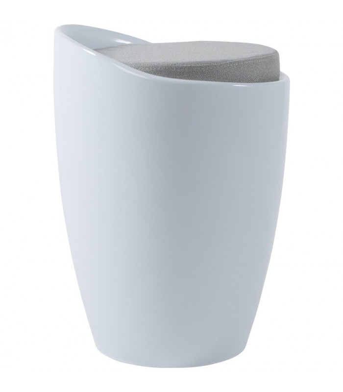 tabouret bas blanc en tissu et plastique Connery