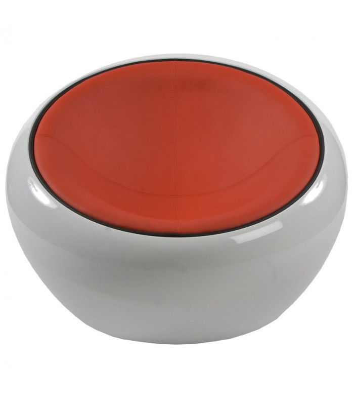 Fauteuil design blanc en plastique et similicuir Everett