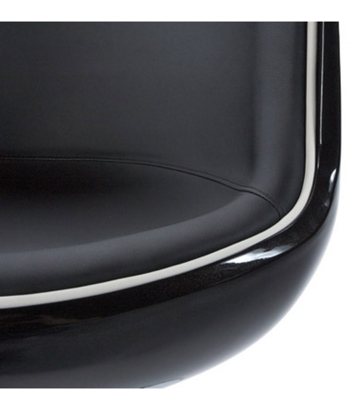 Fauteuil design noir en plastique et similicuir Drayton