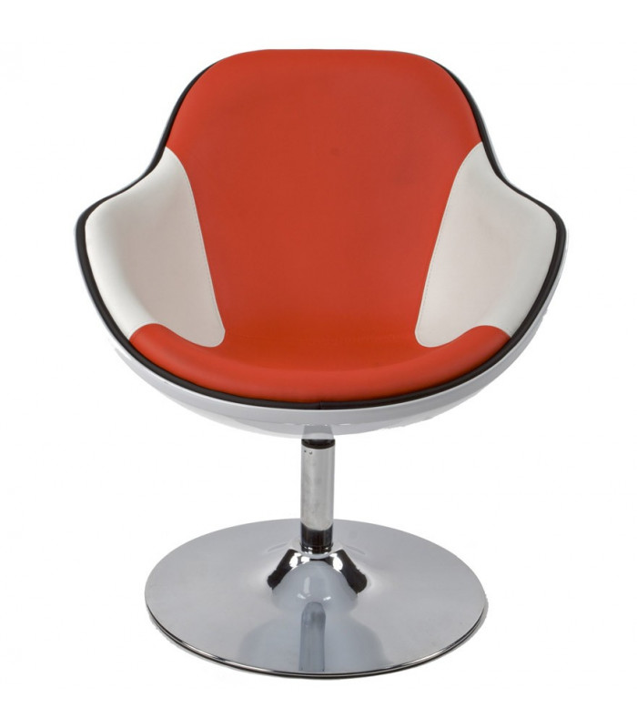 Fauteuil design blanc en plastique et similicuir Cambourne