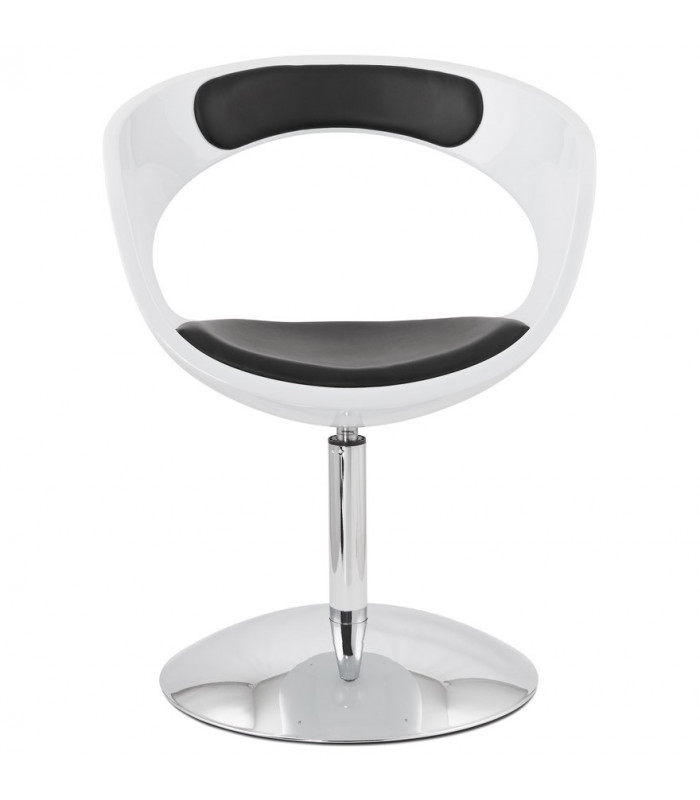 Fauteuil design blanc en plastique et similicuir Fiennes