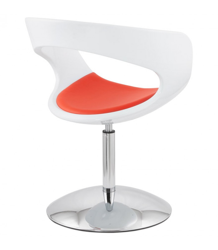 Fauteuil design blanc en plastique et similicuir Fiennes