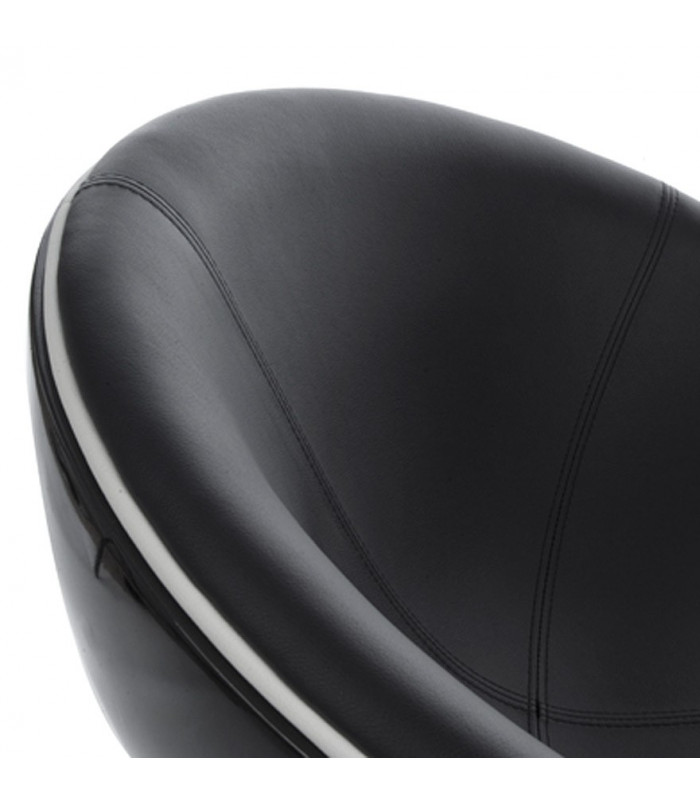 Fauteuil design noir en plastique et similicuir Moro