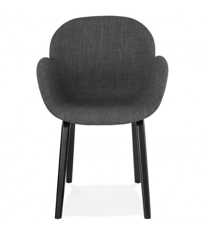 Fauteuil design gris foncé en tissu et bois Claudia