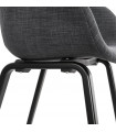 Fauteuil design gris foncé en tissu et bois Claudia