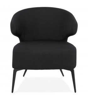 Fauteuil design noir en tissu et métal Justine