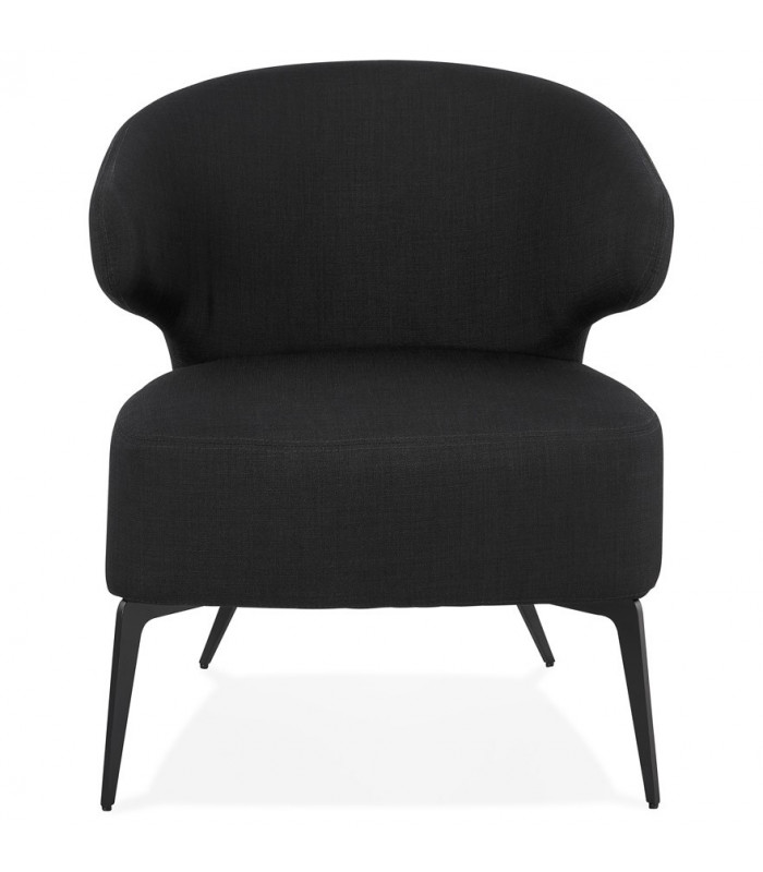 Fauteuil design noir en tissu et métal Justine