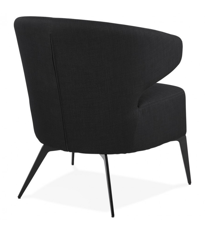 Fauteuil design noir en tissu et métal Justine