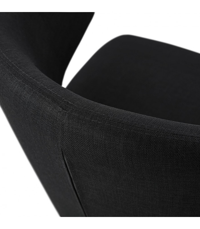 Fauteuil design noir en tissu et métal Justine