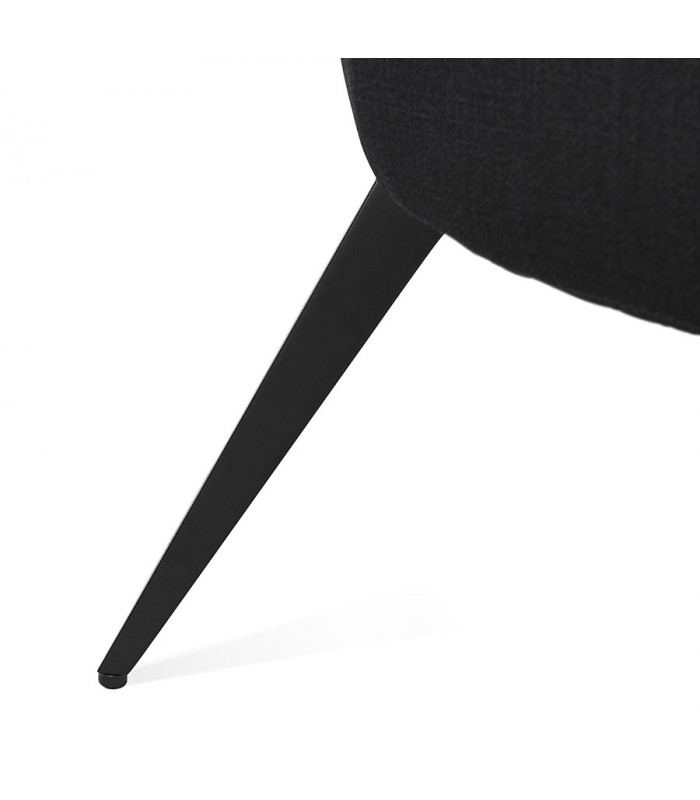 Fauteuil design noir en tissu et métal Justine