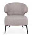 Fauteuil design gris en tissu et métal Justine
