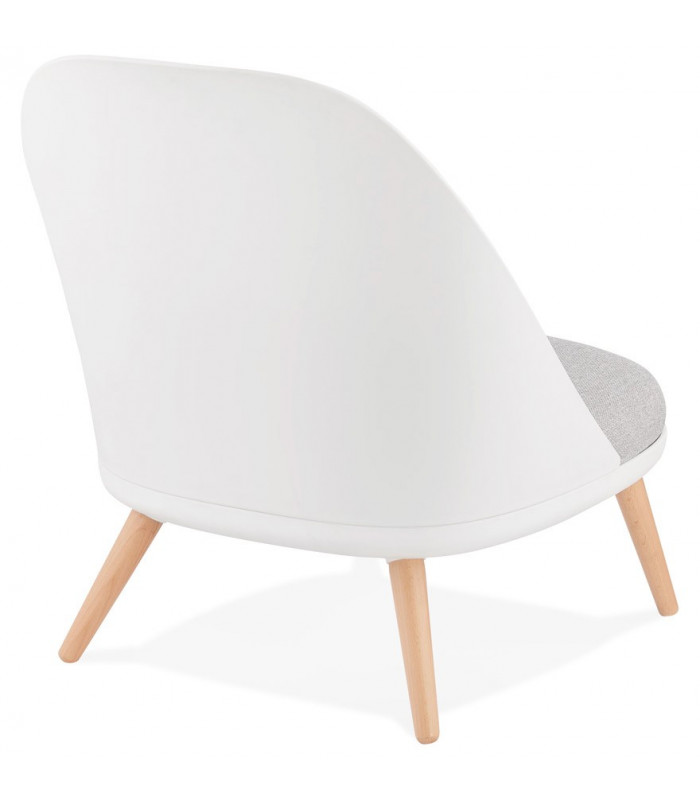 Fauteuil design blanc en plastique et tissu Evie