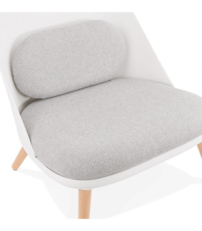 Fauteuil design blanc en plastique et tissu Evie