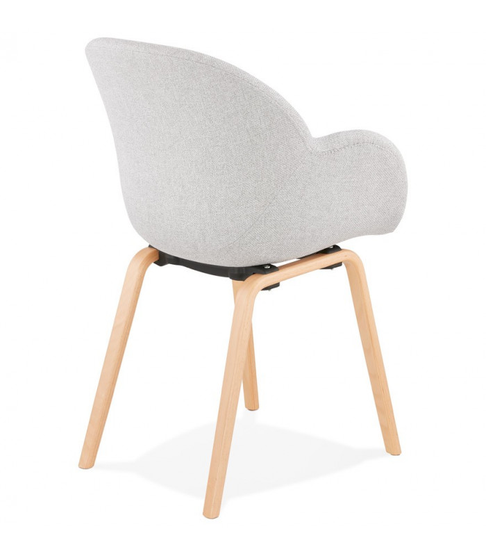 Fauteuil design gris clair en tissu et bois Claudia