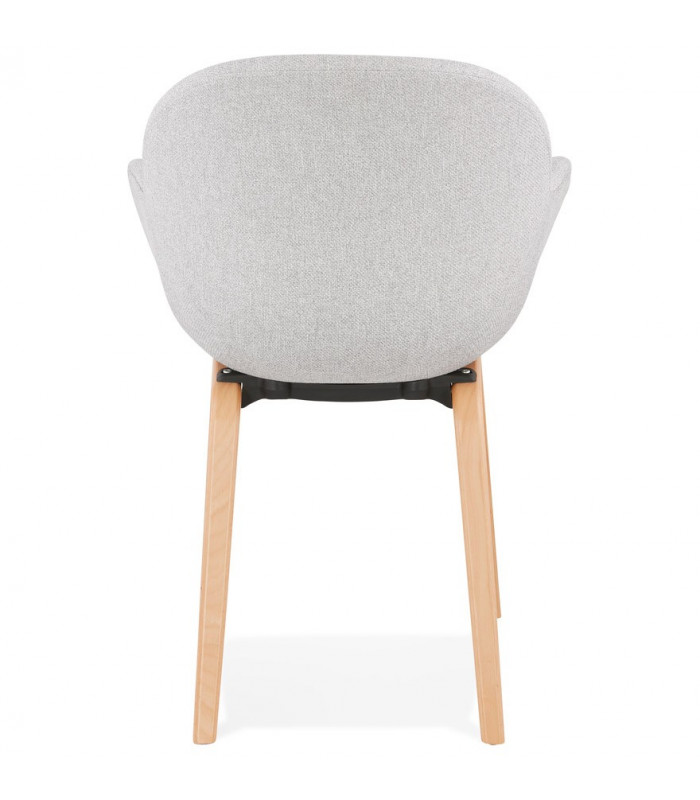 Fauteuil design gris clair en tissu et bois Claudia