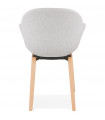 Fauteuil design gris clair en tissu et bois Claudia