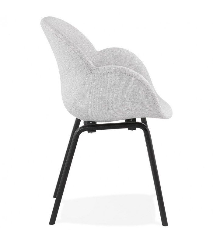 Fauteuil design gris clair en tissu et bois Claudia
