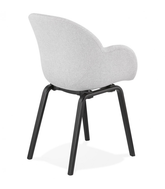 Fauteuil design gris clair en tissu et bois Claudia