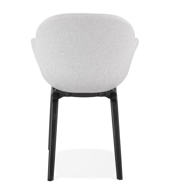 Fauteuil design gris clair en tissu et bois Claudia