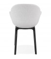Fauteuil design gris clair en tissu et bois Claudia