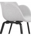 Fauteuil design gris clair en tissu et bois Claudia