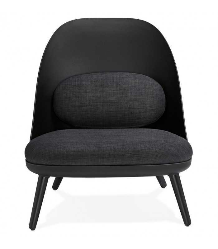 Fauteuil design noir en plastique et tissu Evie