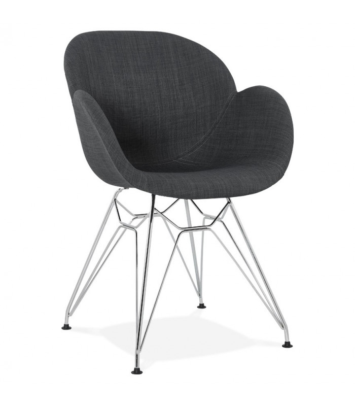 Fauteuil design gris foncé en tissu Agassi