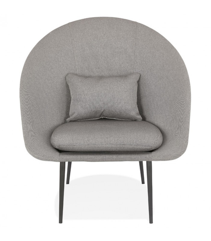 Fauteuil design gris clair en tissu et métal Kew