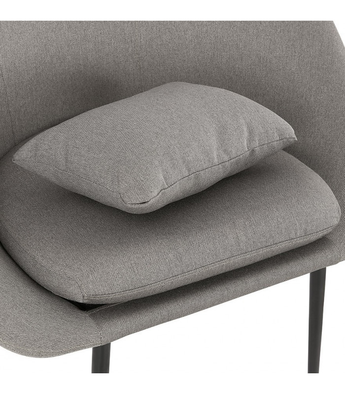 Fauteuil design gris clair en tissu et métal Kew