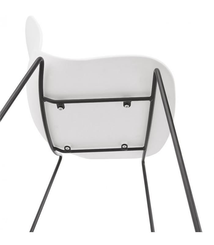 Tabouret de bar design blanc en plastique et métal Reman
