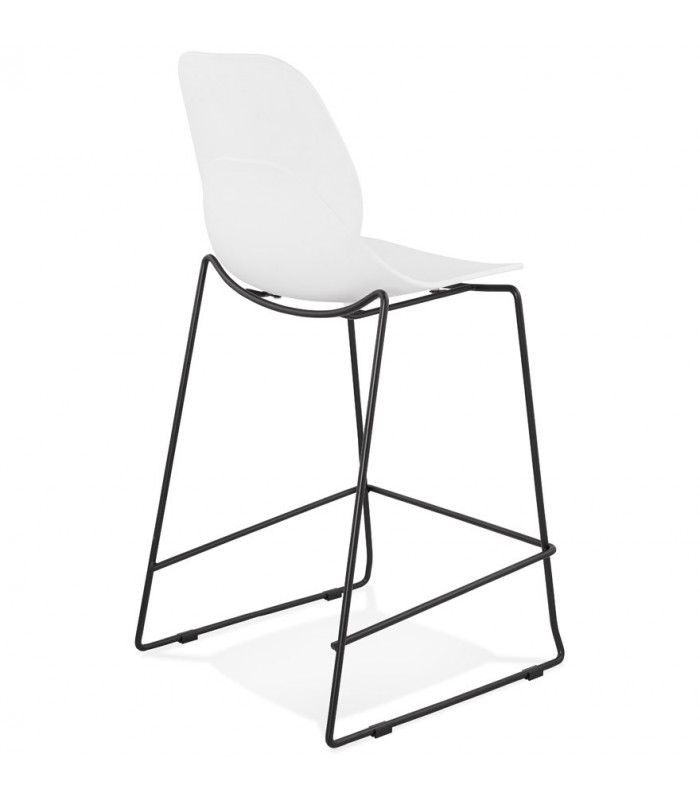 Tabouret de bar design blanc en plastique et métal Reman Mini