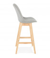 Tabouret de bar design gris en tissu et bois Leila