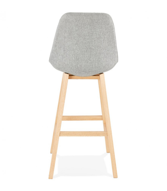 Tabouret de bar design gris en tissu et bois Leila