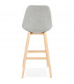 Tabouret de bar design gris en tissu et bois Leila