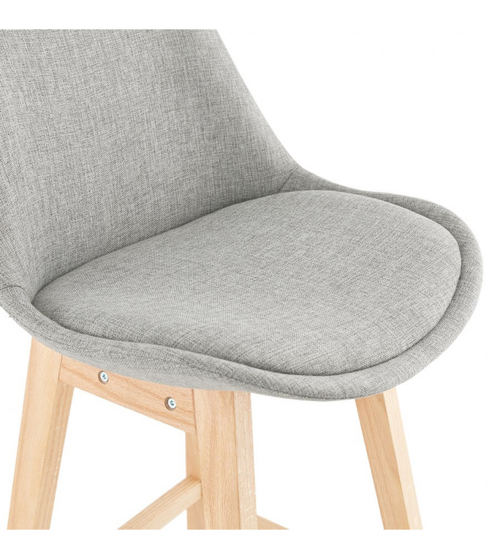 Tabouret de bar design gris en tissu et bois Leila
